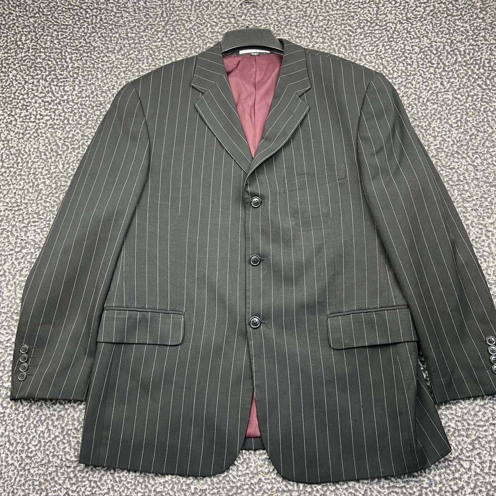 Angelo Rossi Jacket Blazer and Pant Suit Set Men 42 Pinstripe Black